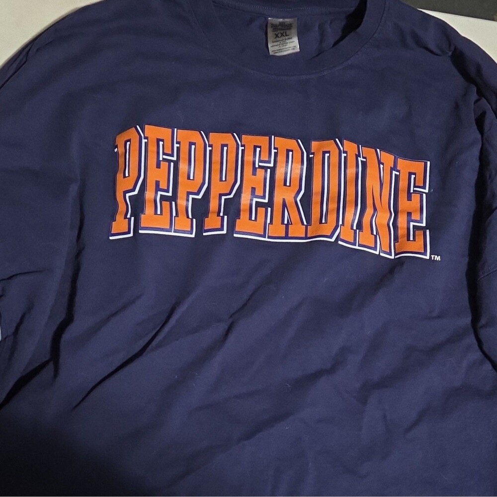 Pepperdine Waves Pullover Crewneck Sweatshirt Blue Sequin Sleeve XXL